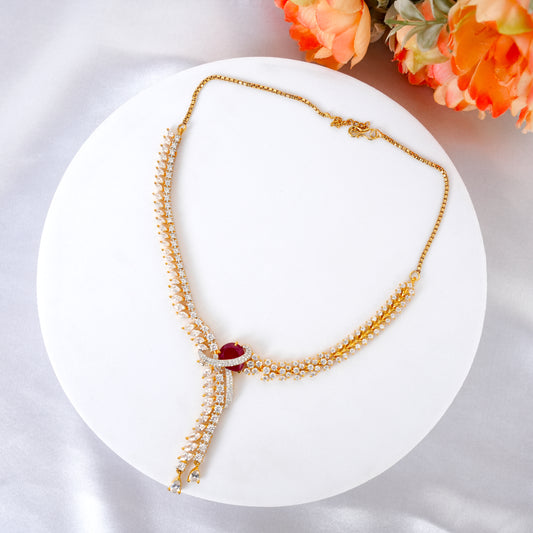 Ruby Twist American Diamond Necklace Set