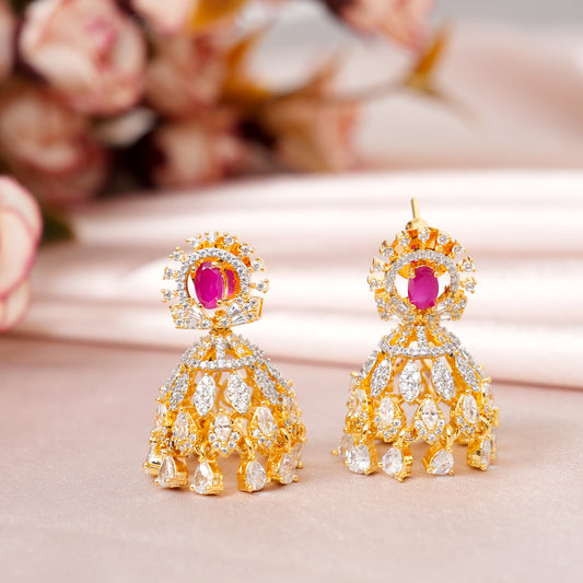Ruby Crown Jhumka Earrings