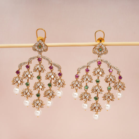 Inara Multicolour Multi-tiered Chandelier Jhumka Earrings
