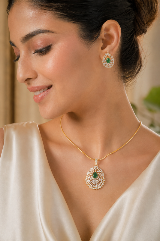 Emerelle Emerald Pendant Set