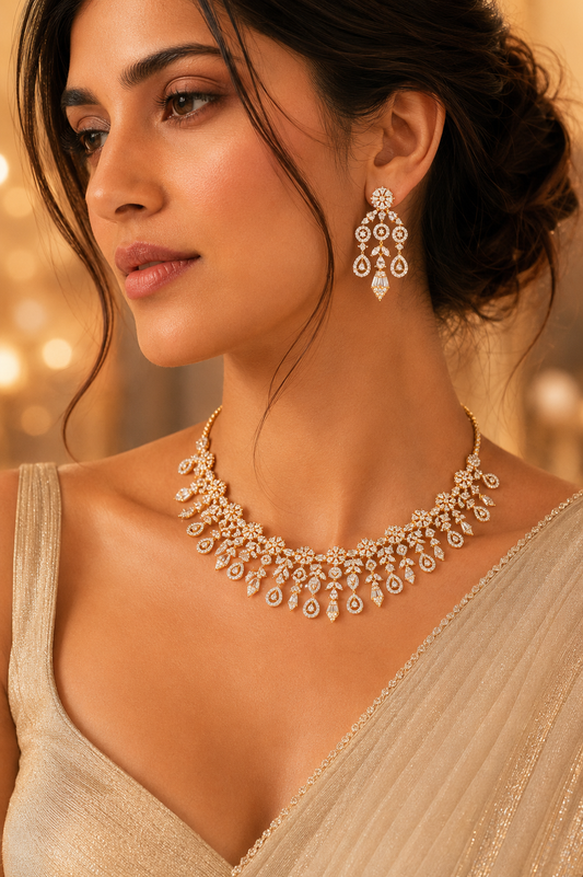 Celestial Cascade American Diamond Necklace Set