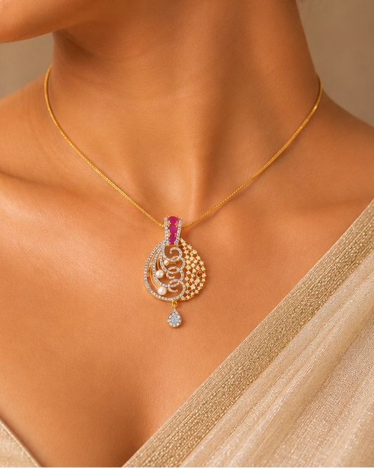 Ruby Royale Pearl Pendant Set