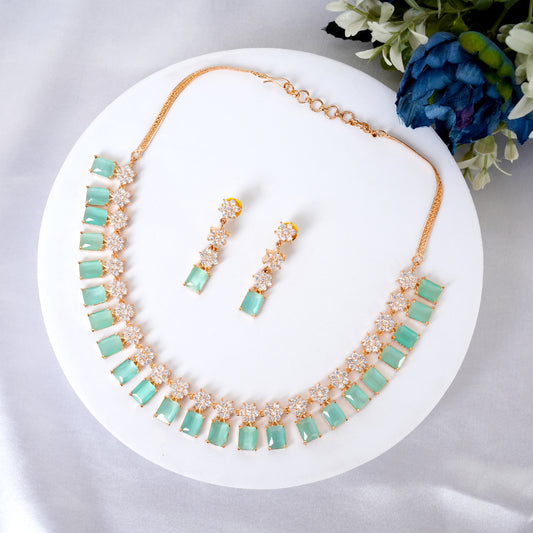 Mint Aura Crystal Statement Necklace