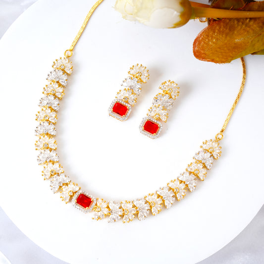 Ruby Royale American Diamond Necklace Set