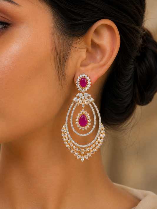 Roselle Ruby Statement Earrings