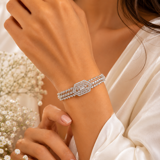 Crystal Royale Diamond Bracelet | Silver Finish