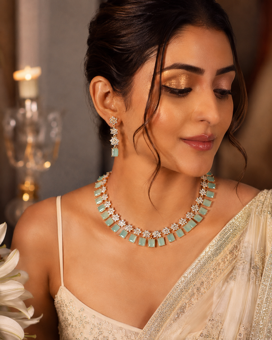 Mint Aura Crystal Statement Necklace
