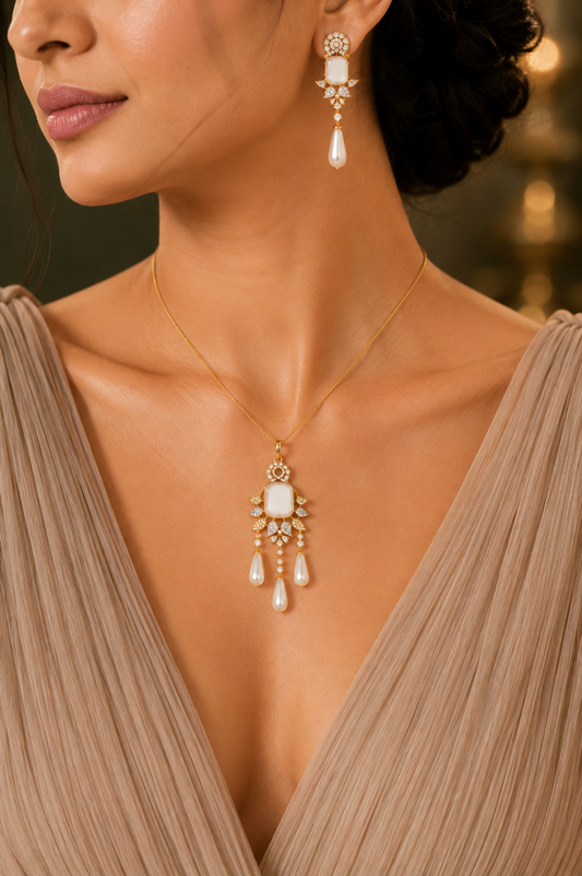 Pearl Cascade Pendant Set