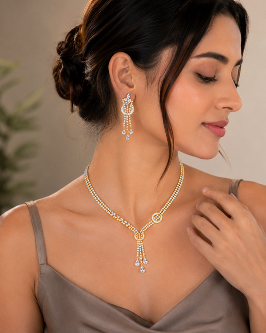 Celeste Cascade American Diamond Necklace Set